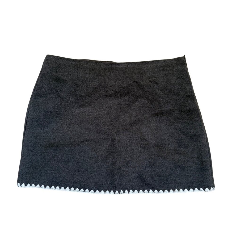 NWT REVOLVE & ANTHROPOLOGIE lovers COMMENSE gray felt mini skirt white trim XL